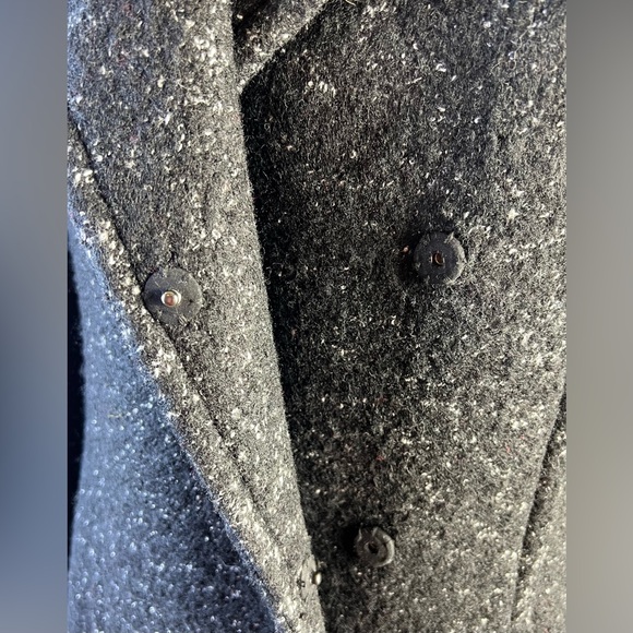 Elie Tahari Fur Trimmed Black and White Tweed Wool Coat, Size Medium - Picture 3 of 12